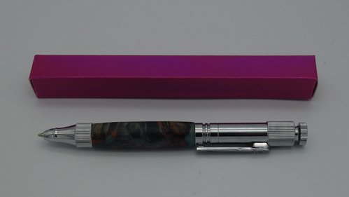 Pappschachtel für Kugelschreiber lila glänzend