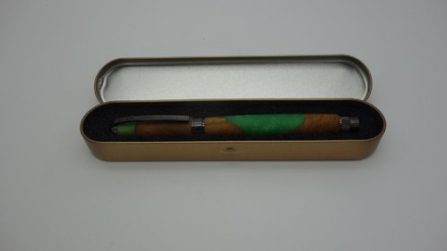 Weißblechdose für einen Stift goldfarben